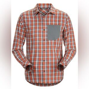 Arcteryx Bernal Plaid Snap Button Shirt Red Gray Men’s Size M